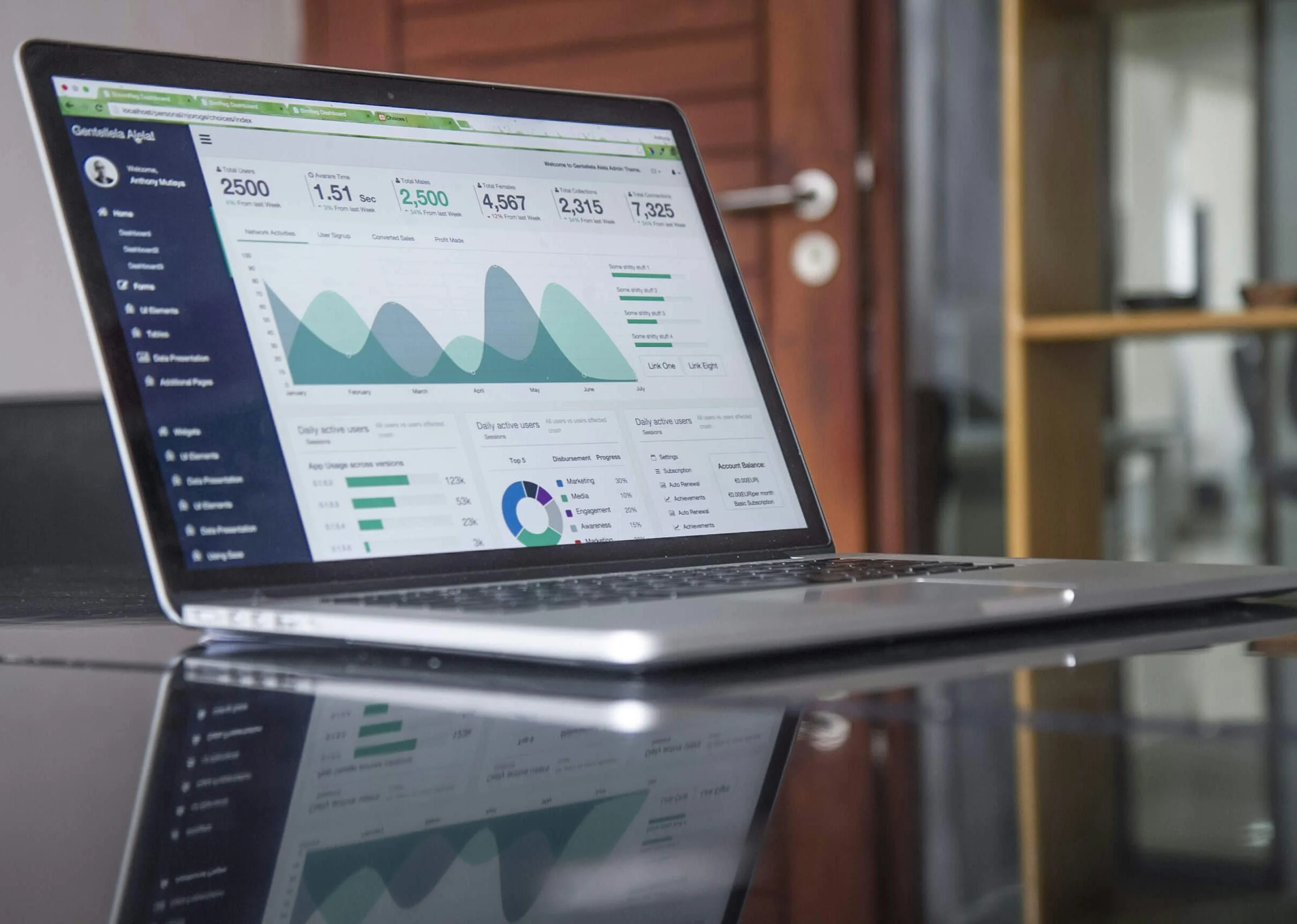 Data review work on a laptop
